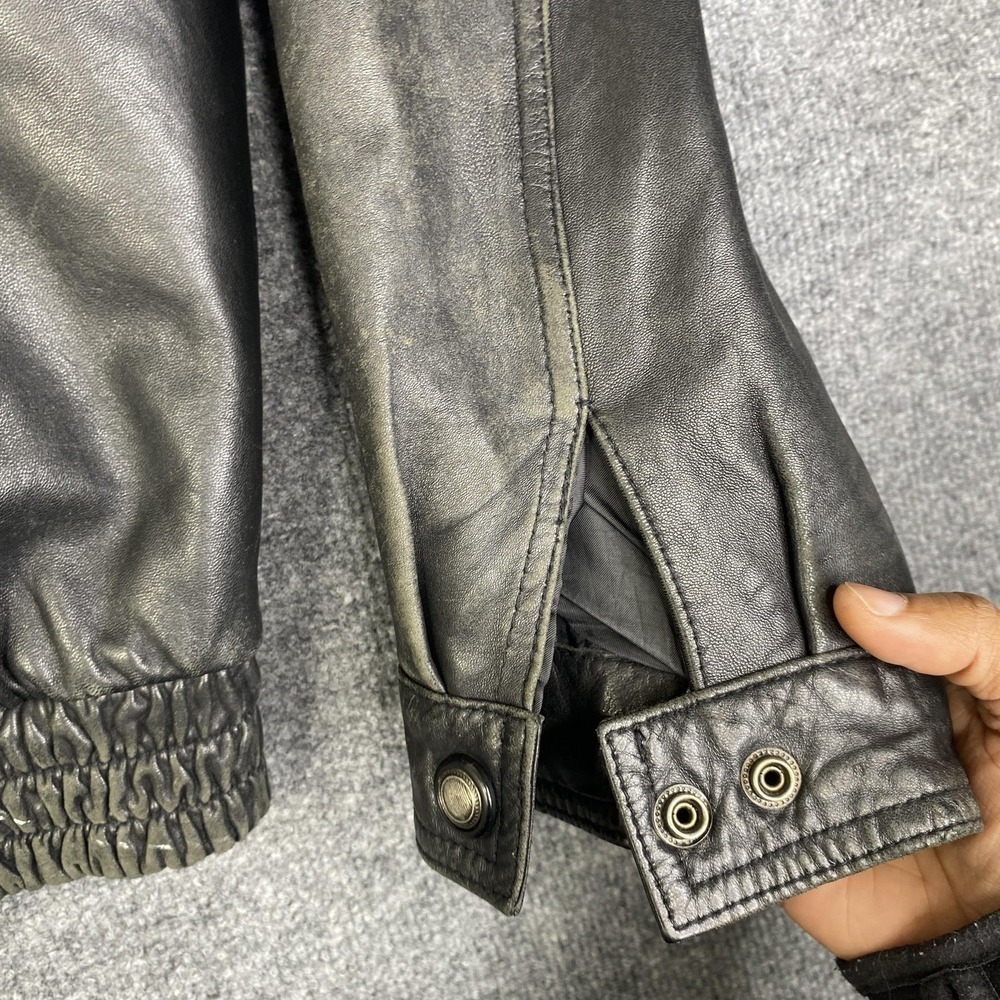Danier Leather Jacket Mens Large Black Bomber Thinsulate Canada BB Cutters VTG - Picture 6 of 16